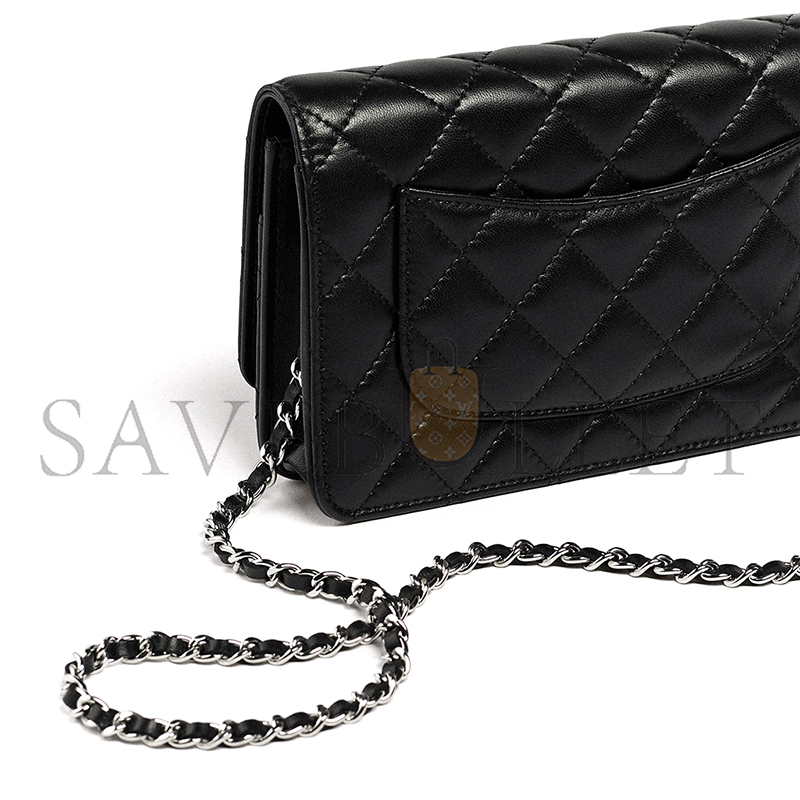 CHANEL CLASSIC WALLET ON CHAIN LAMBSKIN BLACK AS4241 (19.2*12.3*3.5cm)